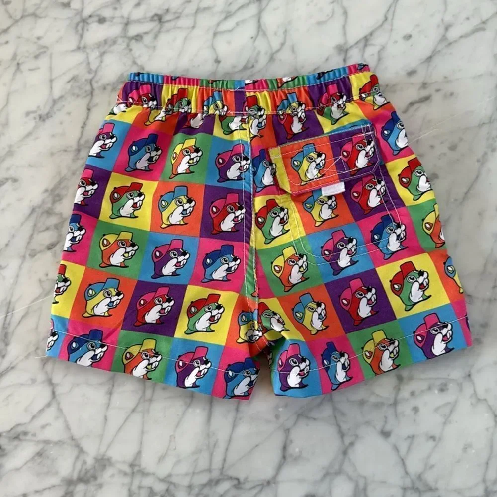 Bucees Beaver BUC-EE’S Colorblock toddler swim trunks neon Sz 3T